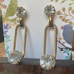 Source Unknown Gold and Silver Crystal Earrings